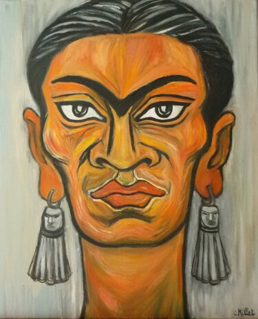 Portrait de Frida Kahlo aux boucles d'oreilles indigènes
